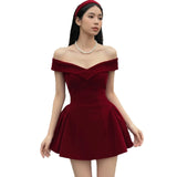 Festive Atmosphere Sexy Bareback Bow Red Velvet Temperament Waist Vest A-Character