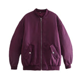 And Winter New Solid Color Loose Leisure Zipper Flying Jacket Cotton