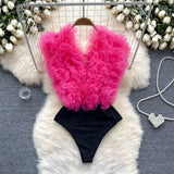 Zingj Three-Dimensional Flower Splicing Jumpsuit Female Stage Performance Dancing Clothes Pure Desire Hot Girl Bottom