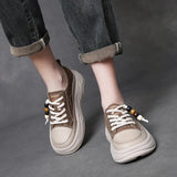 Version Of Leather Casual Shoes Women In The Autumn Of 2025 New Loose Cake Thick-Soled Bread Shoes With Two Soft-Soled Soft-Sided