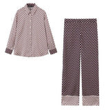 Women 2025 Fashion Printed Silk-Sense Shirt 2157039 Trousers