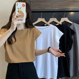 Zingj Sense Small Flying Sleeve T-Shirt Women's Summer 2024 New Loose Shirt Short-Sleeved Student Jacket