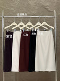 Xixi 2025 Autumn And Winter New Temperament Commute Solid Color Wool High Waist Skirt Hip Crooked Pencil Skirt