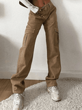 Pocket Detail Straight Cargo Jeans- Outfit