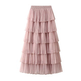 Yarn Half Skirt Long Girl 2025 New Spring And Autumn Super Fairy Layer Cake Skirt Skirt Over The Knee Dress