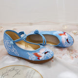 Zingj Heels Single Shoes Embroidered Cloth Shoes Spring And Autumn Ancient Wind Ethnic Wind Women's Shoes Mother Shoes Square Dance