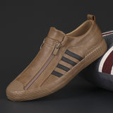 Men's Shoes 2025 Autumn Men's Casual Leather Shoes Fashion Flat Shoes One Foot Pedal