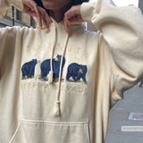Vintage Bear Embroidery Oversized Hoodie-Outfit