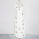 Famous Style Temperament Dress Woman 2025 Summer New Fashion Diamond Flower Design Slings Long
