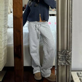 Zingj Wind Cool Sister Simple Basic Straight Tube Hem Pants Waist Draw Rope Tie Casual