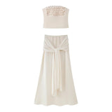 For Women's Clothing INS Burst Flower Decoration Top + Half-Dress