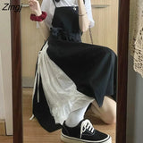 Women Summer Fashion Spaghetti Strap College Sweet Casual Japanese Style Streetwear Lace-up Female Soft High Waist