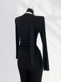 Zingj Ah Elegant Temperament Rose Slim Shirt Spring New Show Thin V-Neck Long-Sleeved T-Shirt Bottom Shirt