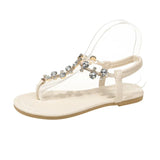 | Flat-Soled Sandals Women 2025 Summer New Korean Set Feet Drilling Big Size Beach Clip