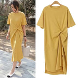Zingj T-Shirt Women Summer 2024 New Korean Version Of Plus-Size Women's Loose Show Thin Over The Knee Long T-Shirt Skirt