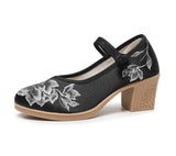 Zingj New Embroidered Cloth Shoes With High Heel Embroidered Shoes With Horse Face