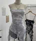 Sling Sleeve Vest Women Wearing Slimming Net Yarn Irregular Ribbon Sleeveless Top