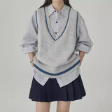 Girls Design A Sense Of Small Gentle And Comfortable Cold Literature Retro Wool-Blend Knitted Vest