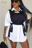 Sleeve Women Blouse Shirt And Vest 2 Piece Set Y2K Sexy Solid Casual Female Blouse Button Blouses Shirts 2023 Spring