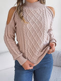 Shooting 2025 Autumn And Winter Leisure Flowers Shoulder Half High-Neck Long Sleeve Sweater Women's