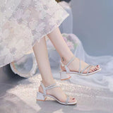 Zingj Heel Sandals Female Fairy Wind 2023 Summer New Small Fresh Temperament With Water Diamond With Skirt