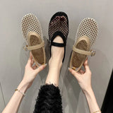 Metal Buckle Flat Sandals Women Wear 2025 Summer New Fashion Hollow Casual