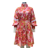 Spot 2025 Spring And Autumn New Female Fashion Temperament High Collar Large Pendulum Print Shirt