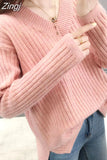 Women Sweater Autumn Winter Knitted Jumper Sweaters Casual Loose Long Sleeve V neck Soft Pullovers female
