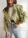 New Fashion British Suit Collar Lattice Short Hair