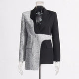 Fashion Temperament Collar Collar Blazer Women's 2025 New High-End Hair That Spliced Thin Design