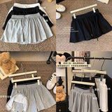 Style 抽抽抽绳 Sports Skirt Women's Summer Model 2025 High-Waisted Wide Leg Trousers With Inner Lining Half