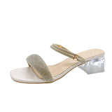 New Summer With High-Heeled Sandals Water Dew Toe Shows Coarse And High Square Head Lady Legs