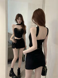 Girls Hanging Necked Heavy Industry Butterfly Embroidery Show Skinny Short Suspension Sling Vests Women Wearing