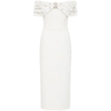 Star Fashion New Word Shoulder Nail Beads Diamond Long Dress Small