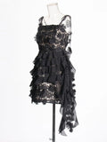 2025 New Fashion Sexy Flowers Splicing Design Tuxedo High-End Sling Bag Hip Dress