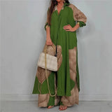 Spring And Autumn New Women's Fashion Casual Color Loose Shirt Trousers Two