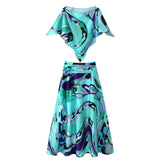 New Holiday Shawl Blouse Print Bra High-Waisted Half-Skirt