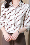 Shirt Women Floral Satin Shirts and Blouses Fashion Clothes for Women Long Sleeve Blouse Button Up Shirt Tops Women
