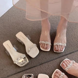High And Cool Slippers Women Summer Wear High-End Sense 2025 New Transparent Coarse And Skirts Word