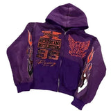 H-Hang Hop Star Girl Printed Black Zipper Hoodie Woman 2025 Y2k Harajuku Jacket