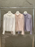 Xixi 2025 Autumn White Standard Temperament Collared Flowers Chiffon Shirt Women Long Sleeve Tops Women Tide