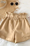 Women Casual High Waist Loose Cotton Short Pants 2023 Summer Elegant Sweet Girls All-Match Wide Leg Shorts With Belt