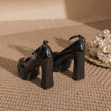 Girl Waterproof Table With High Heels Women 2025 Spring New Shallow Thick Heel Mary Jane Single
