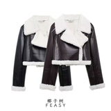 Women's ZA Explosion New Street Fashion Lamb Woolen Jacket
