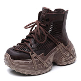 Layer Of Cow Skin Retro Cool Boots Women 2025 Summer New Breathable Hollow Mesh Sandals Thick Soles Leisure Short