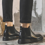 Men's Shoes Winter High Top Shoes Men's Korean Version Pointed Casual Leather Shoes Business Short Boots And Velvet Real Leather Boots
