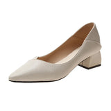 Korean Version Of Thick Heel High-Heeled Single-Shoe Women's Pointed Professional Shoes Black Heel Shoes To Work