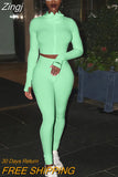 Sexy Sporty Two Piece Set Sexy Bodycon Embroidery Ribbed Knit Tracksuit Fall Winter Casual Clothes for