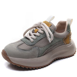 Leather Thick-Soled Fork Forrest Shoes Women's Spring And Autumn New Comfortable Old Dad Shoes Net Breathable Sports Casual