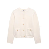 New Gold Buckle Trim Knitted Coat